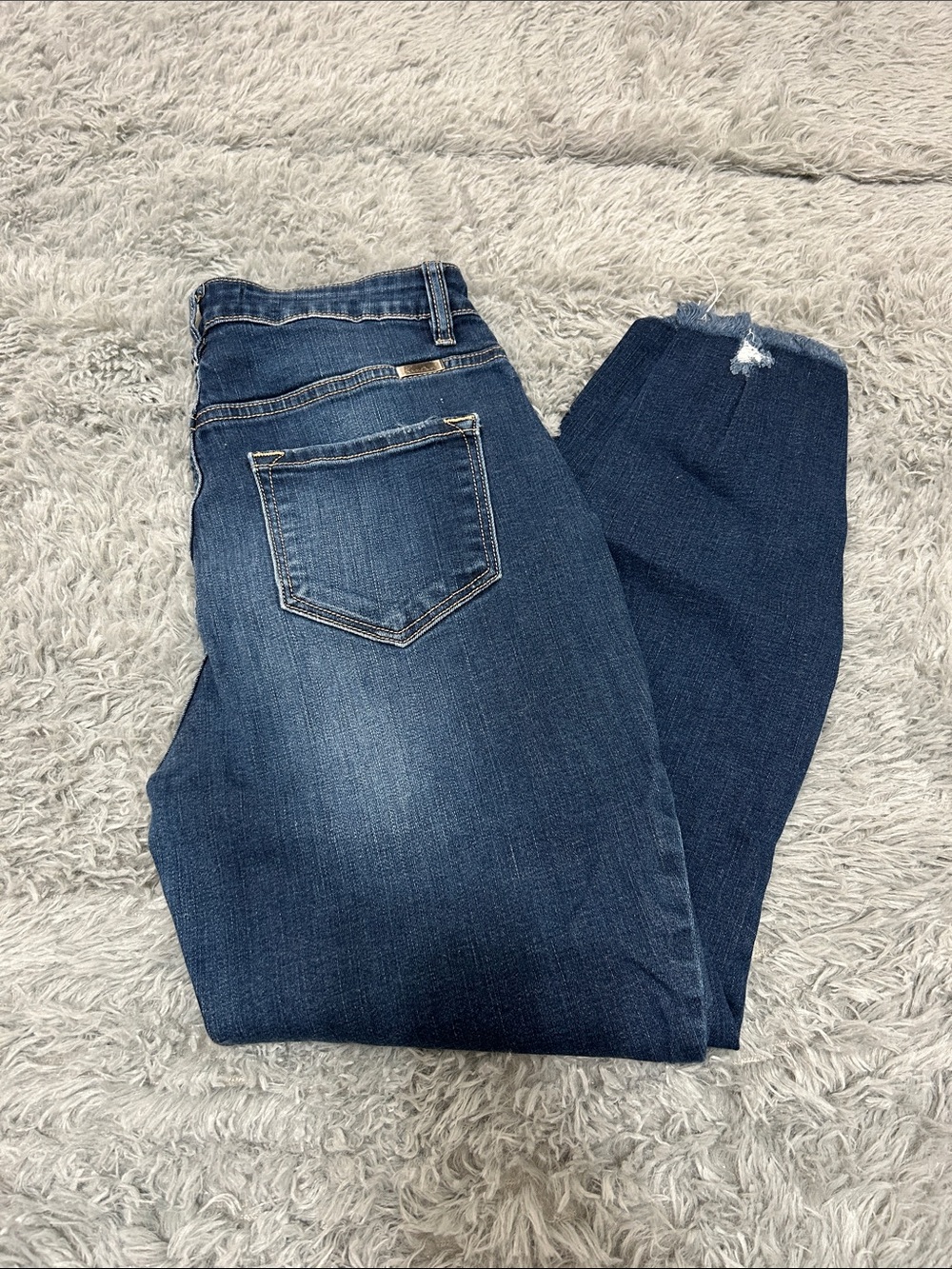 KanCan Dark Blue High-Rise Jeans with Faded Detail